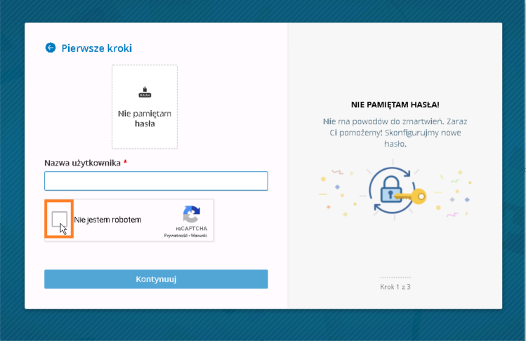 Portal pacjenta - zapomnialem hasła - krok 2 - nazwa użytkownika